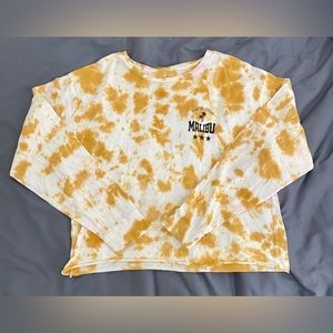 Yellow tie-dye long sleeve shirt, size M